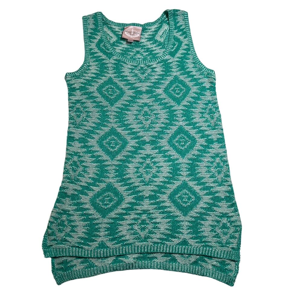 Romeo & Juliet Couture Sleeveless Aztec Print Knit Tunic Tank Size S Hippie Boho
